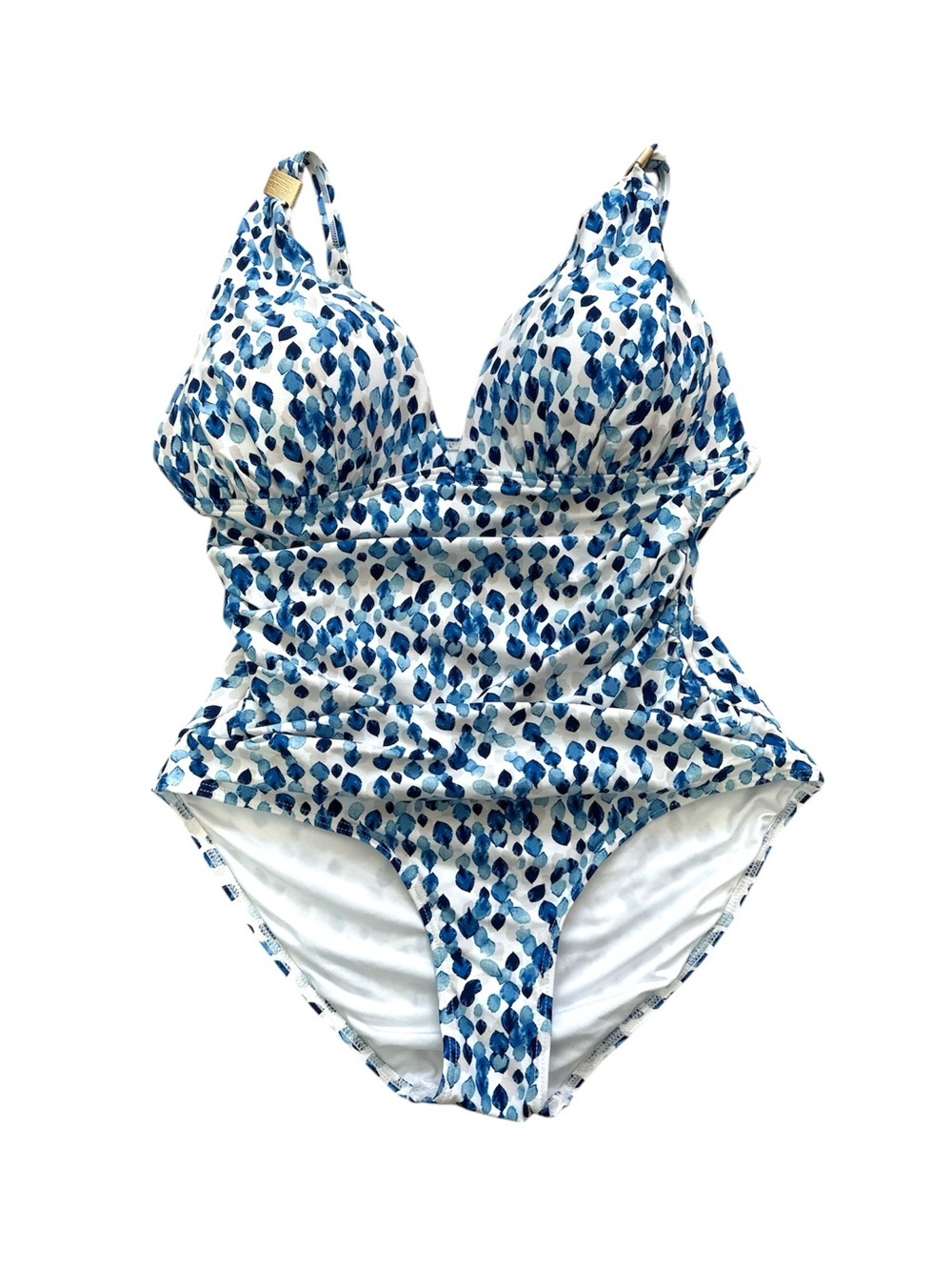 Blue Printed One-Piece Swimsuit With Supportive Cups